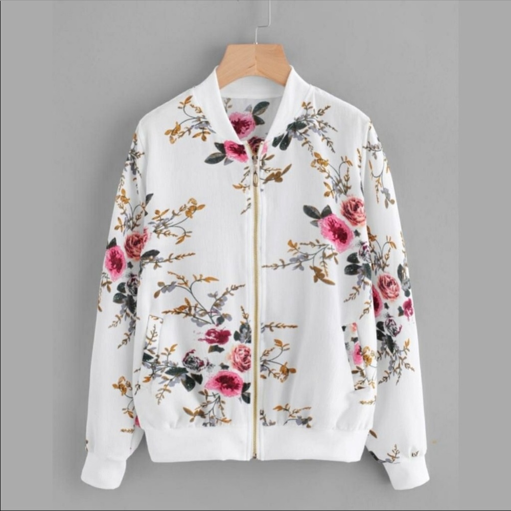 Lightweight floral bomber jacket 2X